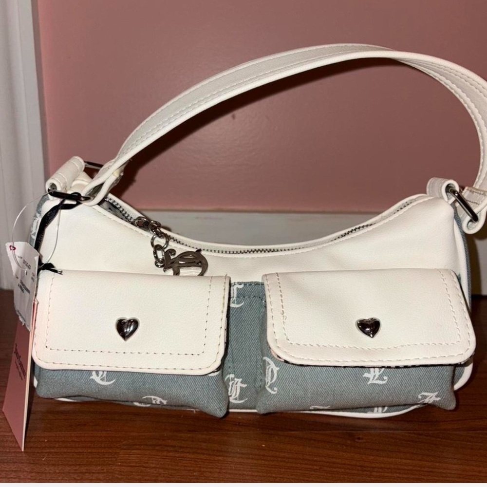 Juicy Couture White and Gray Shoulder Bag